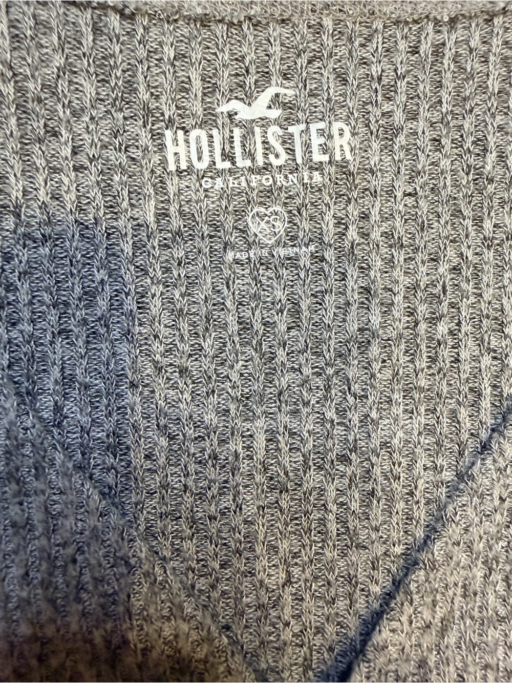Hollister Heather Ribbed Knit Marl Wrap V-Neck Crop Top Size XS - Picture 3 of 7